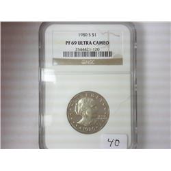 1980-S SBA DOLLAR NGC PF69 ULTRA CAMEO