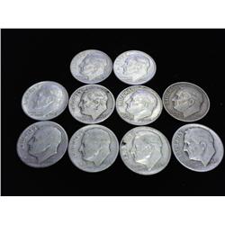 10 ASSORTED ROOSEVELT DIMES SILVER