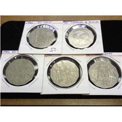 1980-84 AUSTRALIA 50 CENTS 5 COINS