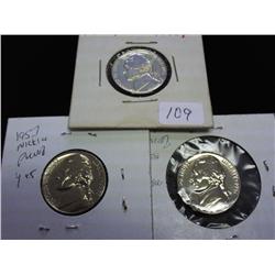 3-1957 JEFFERSON NICKELS PROOF
