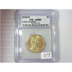 2008-D MONROE DOLLAR ICG MS65
