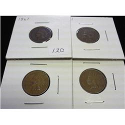 1867, 01, 05 & 09 INDIAN HEAD CENTS