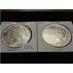 1922 & 23 PEACE SILVER DOLLARS (UNC)