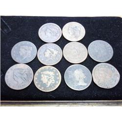 10 ASSORTED US LARGE CENTS VARIOUS PROBLEMS