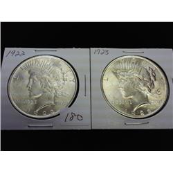 1922 & 23 PEACE SILVER DOLLARS (UNC)