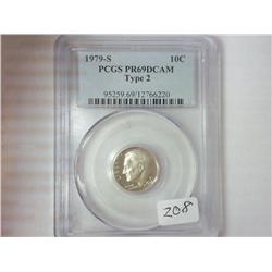 1979-S TYPE 2 ROOSEVELT DIME PCGS PR69DCAM
