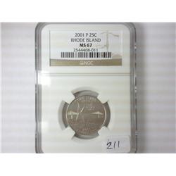 2001-P RHODE ISLAND QUARTER NGC MS67