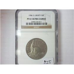 1986-S LIBERTY HALF DOLLAR NGC PF61 ULTRA CAMEO