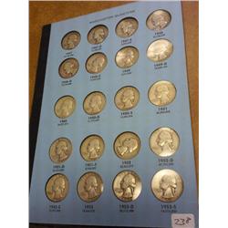 20 WASHINGTON SILVER QUARTERS 1947-53