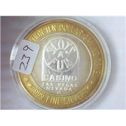 SLOTS A FUN CASINO $10 SILVER TOKEN (UNC)