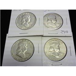 4-FRANKLIN HALF DOLLARS 1951-D VG, 51-D (AU)