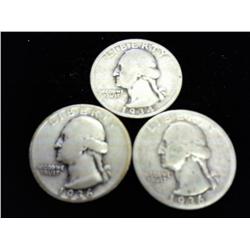 1934, 36 & 36 WASHINGTON SILVER QUARTERS