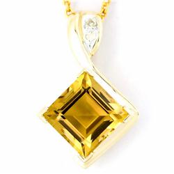 2.94ct Champagne Guartz Diamond 9k Gold Pendant (JEW-9255X)