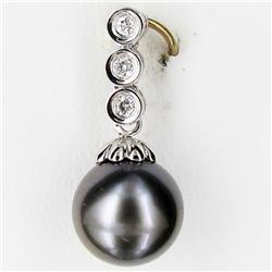 Tahiti Black Pearl Diamond 14k Pendant (JEW-2835)