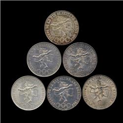 1968 Mexico 25 Peso Olympic 6pcs AU (COI-8651)