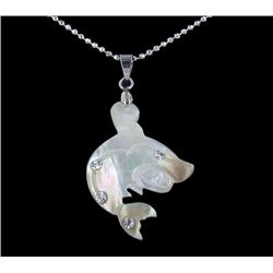 18k WG Plated Mother of Pearl Shark Necklace (JEW-1974)