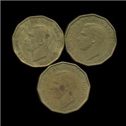 1942-45 Britian 3p XF/AU 3pcs (COI-8866)