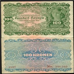 1922 Austria 100 Kronen Hi Grade (CUR-06299)
