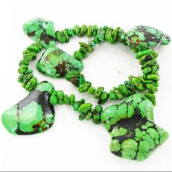 300ct Green Turquoise Lg. & Sm. Bead Strand 15" (JEW-3005)