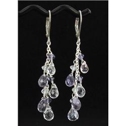 5ct Pink & White Topaz Briolette Sterling Ear Rings (JEW-1479)