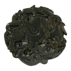 Vintage Chinese Handcarved Jade Bi (ANT-1119)