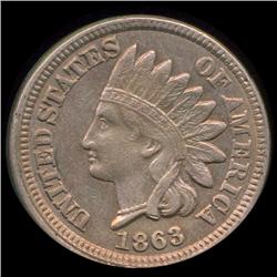 1863 Indian 1c AU+ (COI-8745)