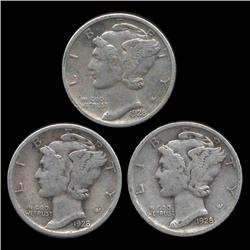 1928P/D/S Mercury Dimes Hi Grade Set of 3 (COI-8473)