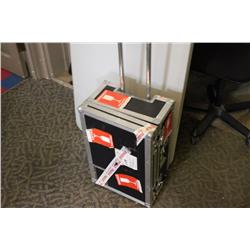 2 FOLDING TABLES AND ROAD CASE