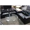 Image 3 : BLACK LEATHER RECEPTION SOFA AND LOVESEAT SET