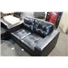 Image 2 : BLACK LEATHER RECEPTION SOFA AND LOVESEAT SET