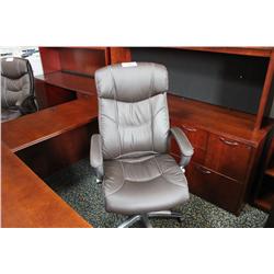 DARK BROWN LEATHER EXECUTIVE OFFICE CHAIR