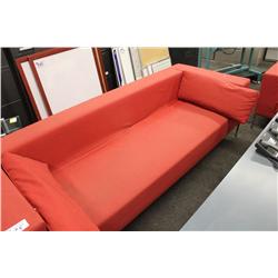 RED RECEPTION SOFA AND LOVESEAT
