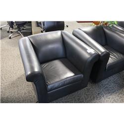 BLACK LEATHER CLUB STYLE RECEPTION CHAIR