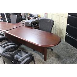 MAHOGANY L SHAPED BULLET TOP EXECUTIVE DESK RH