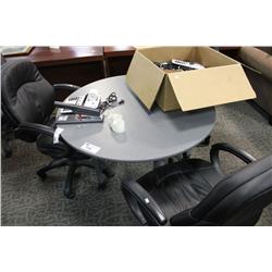 GREY ROUND CONFERENCE TABLE