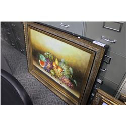 LARGE ORNAMENTLY FRAMED PAINTING FRUIT