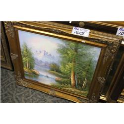ORNAMENTLY FRAMED PAINTING WATERFALL