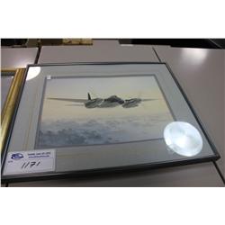 2 FRAMED PIECES OF ART BOMBER AND FLOWERS