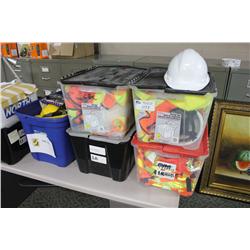 LARGE LOT OF SAFETY SUPPLIES INCLUDING HATS AND