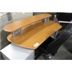 CHERRY DESK AND MOBILE FILE PEDESTAL