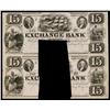 Image 1 : Exchange Bank of Virginia $15 Denomination, ca.1830's Obsolete Proof.