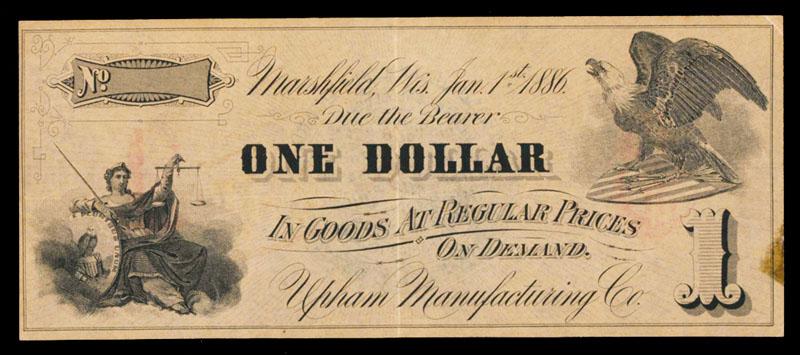 Upham Manufacturing Co. Obsolete Scrip Note.