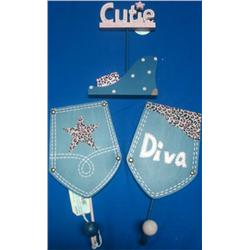 Lot- Cowgirl "Denim" Wood Decorations