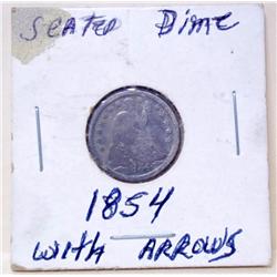1854 Seated Dime With Arrows