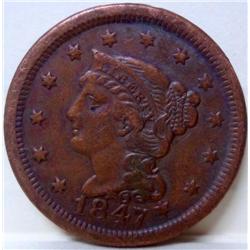 1847 Braided Hair Large Cent