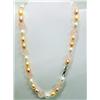 Image 1 : 16" Rose Quartz and Rice Pearl Necklace