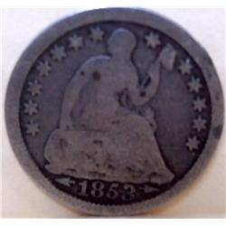 1853 Half Dime With Arrows