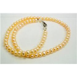 16" Pale Peach Pearl Single Strand Necklace