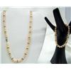 Image 1 : Pale Peach Pearl Necklace and Bracelet Set