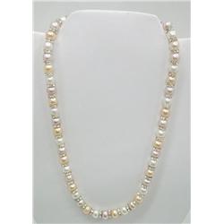 16" Tri Colored Pearl & Roundell Necklace